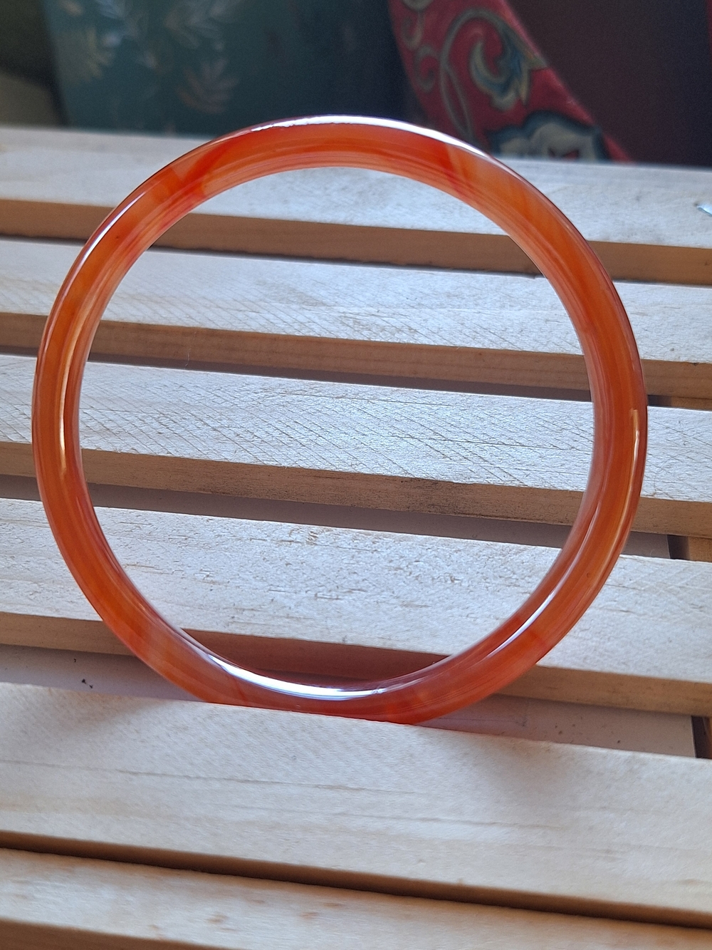 Simple Orange Agate Bangle Bracelet